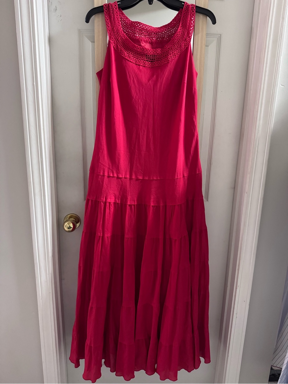 Sleeveless Crochet Yoke Maxi Dress